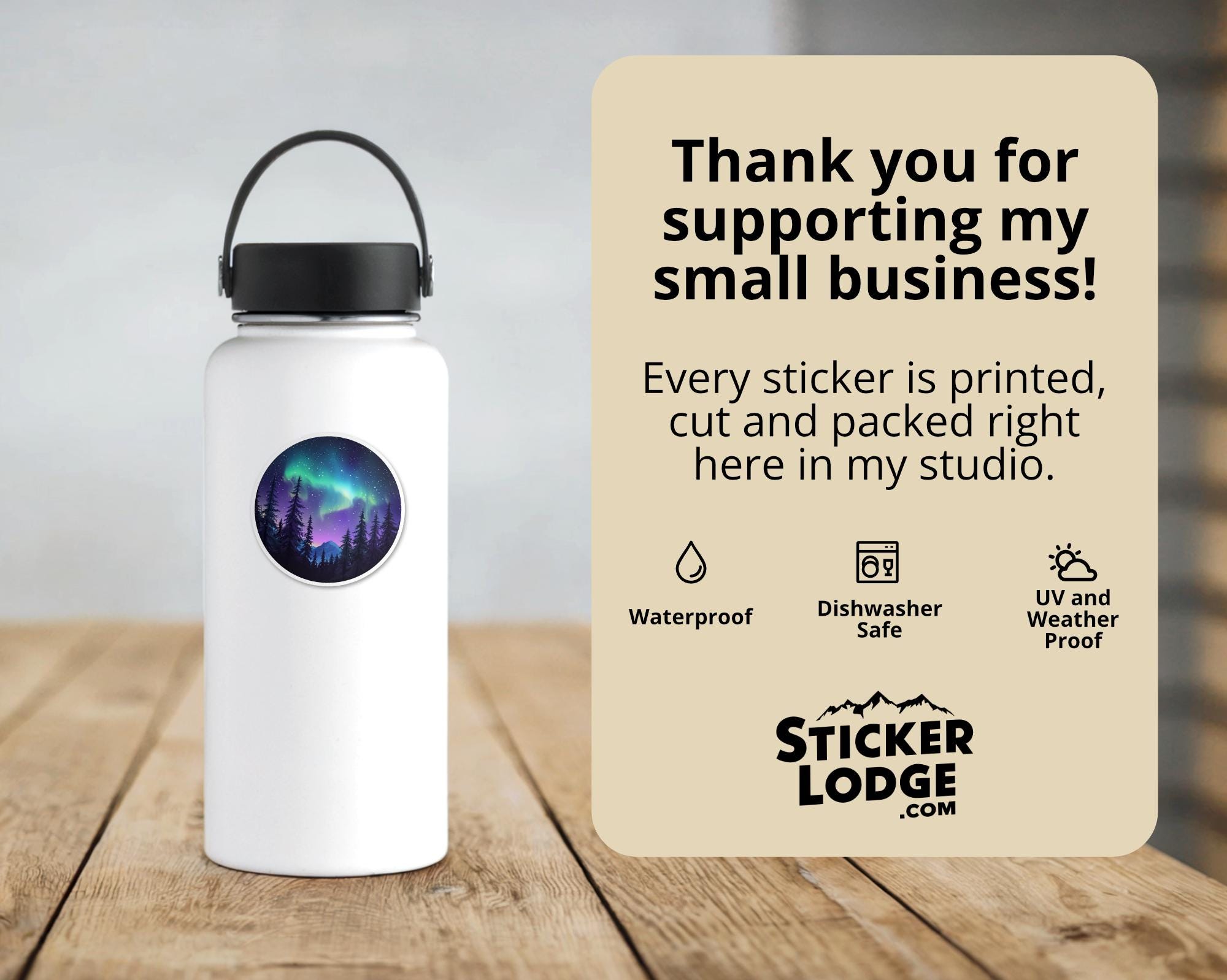 Northern Lights Forest Vinyl Sticker