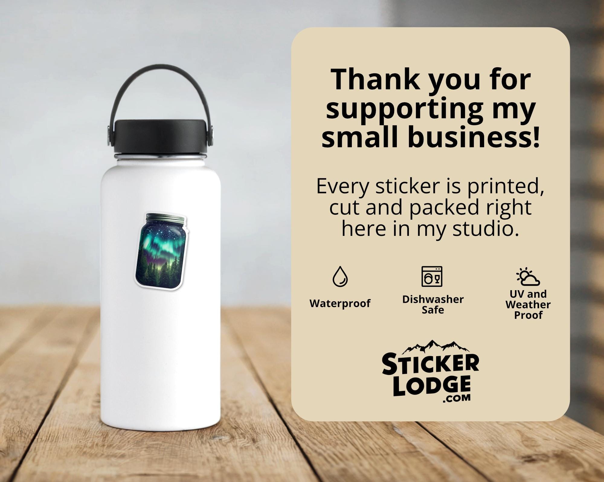 Northern Lights in a Jar Vinyl Sticker